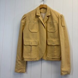 Handmade Womens Minimalist Unique Cropped Blazer Size M Neutral Retro Vibes Chic